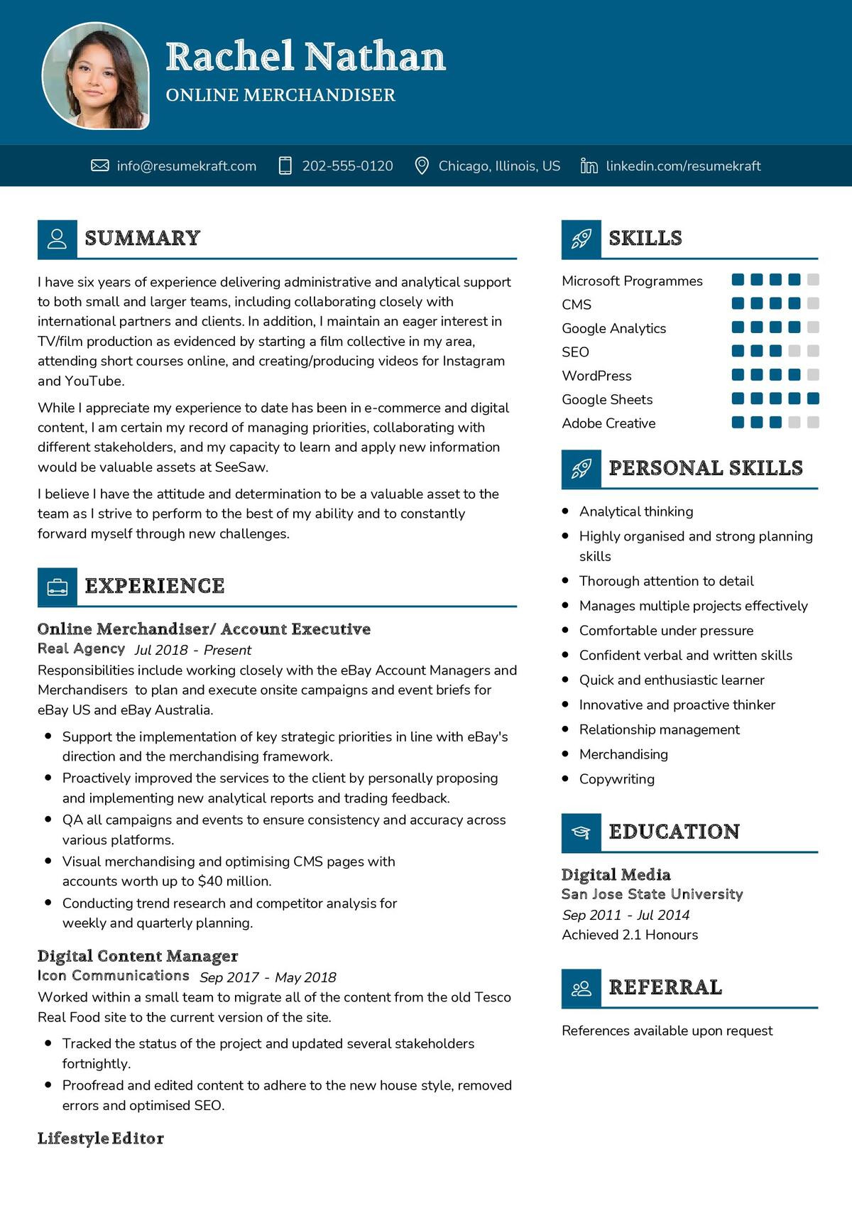 Sample Resume for A Visual Merchandising Online Merchandiser Cv Example 2022 Writing Tips – Resumekraft