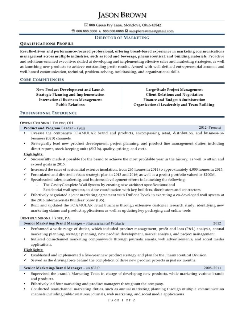 Sample Resume for A Vp Of Marketing Marketing Director Resume Example Rpw Resume Samples