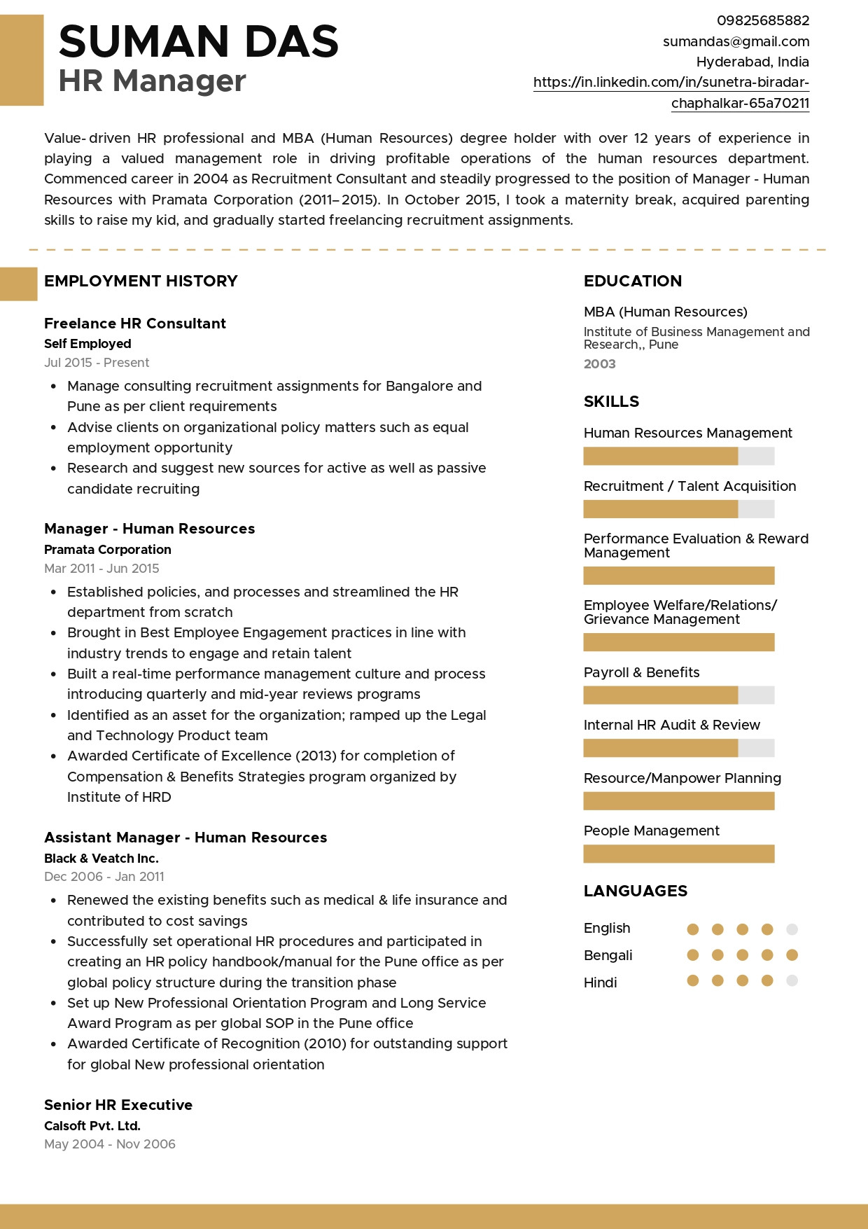 Sample Resume for A Worker with An Employment Gap Sample Resume Of Hr Manager with Career Break with Template …