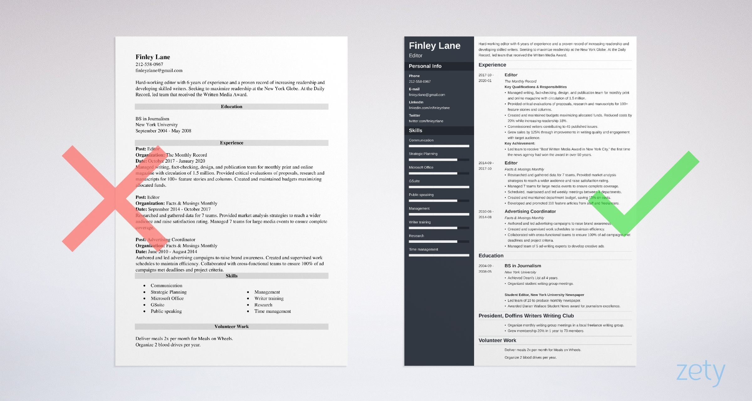 Sample Resume for A Writer Editor Editor Resume: Samples and Writing Guide