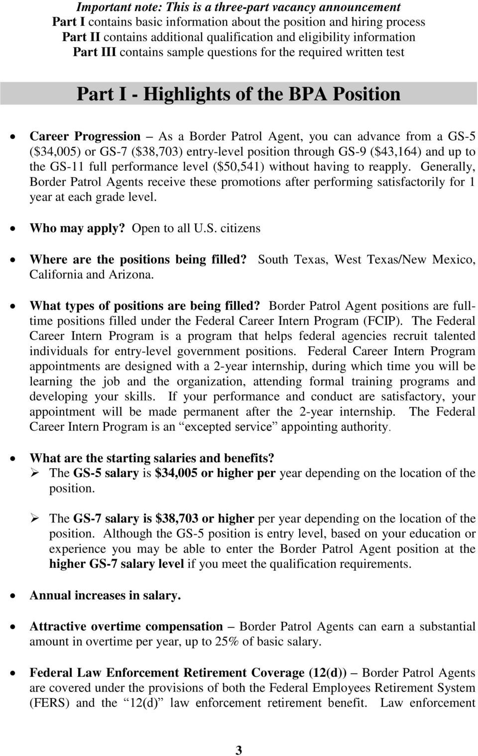 Sample Resume for Border Patrol Agent Position: Border Patrol Agent (bpa) – Pdf Free Download