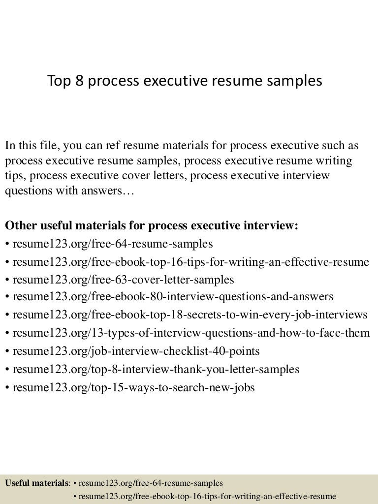 Sample Resume for Bpo Non Voice Process Experienced top 8 Process Executive Resume Samples