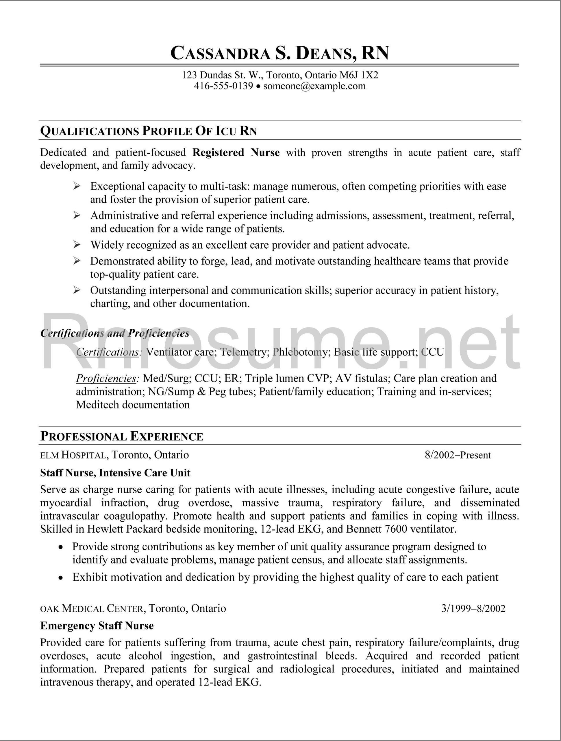 Sample Resume for Bsn Nurse Med Surgical Icu Rn Resume Sample Http://www.rnresume.net/check-our-rn-resume …