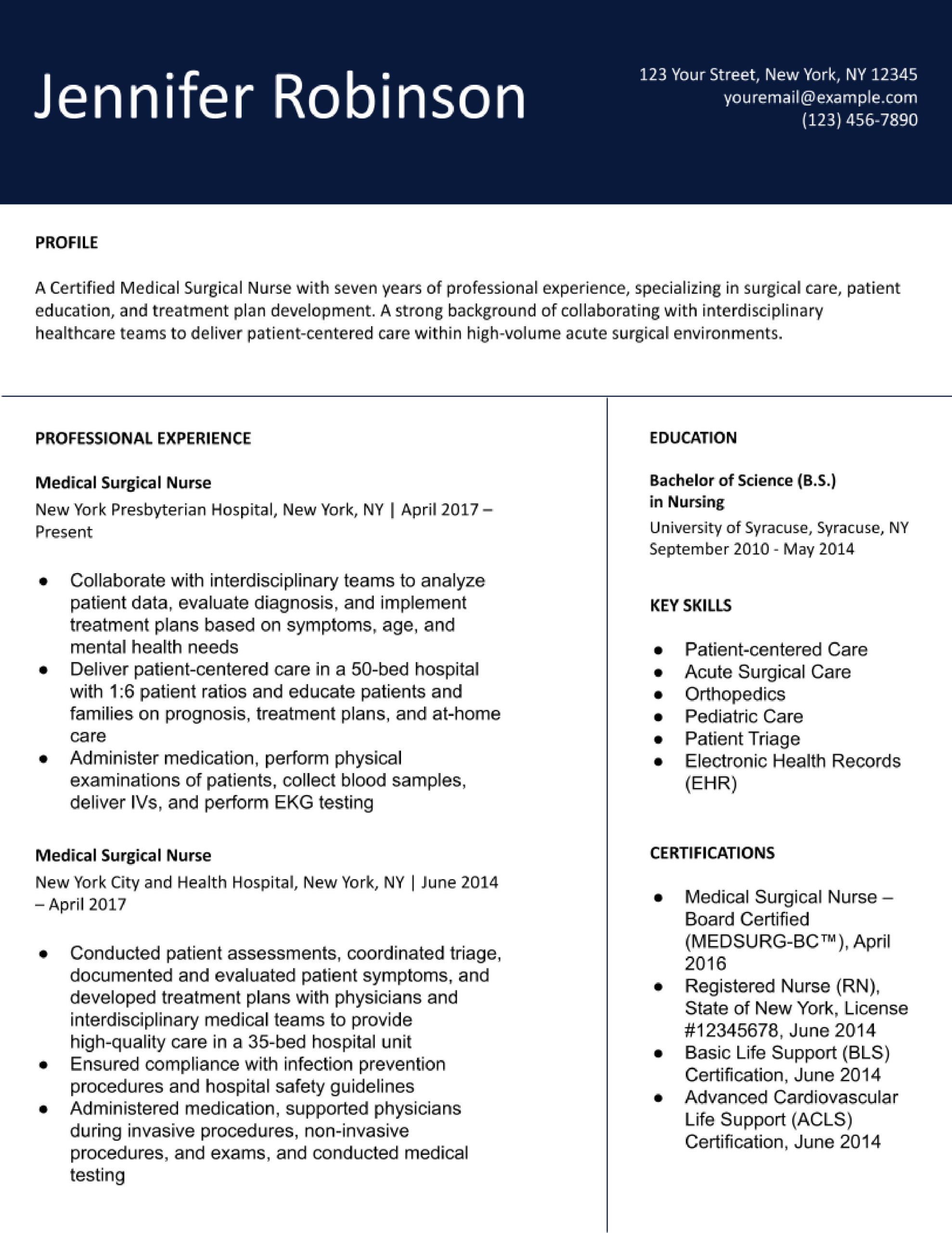 Sample Resume for Bsn Nurse Medical Surgical Medical Surgical Nurse Resume Examples In 2022 – Resumebuilder.com Sample Resume for Bsn Nurse Medical Surgical Medical Surgical Nurse Resume Examples In 2022 – Resumebuilder.com