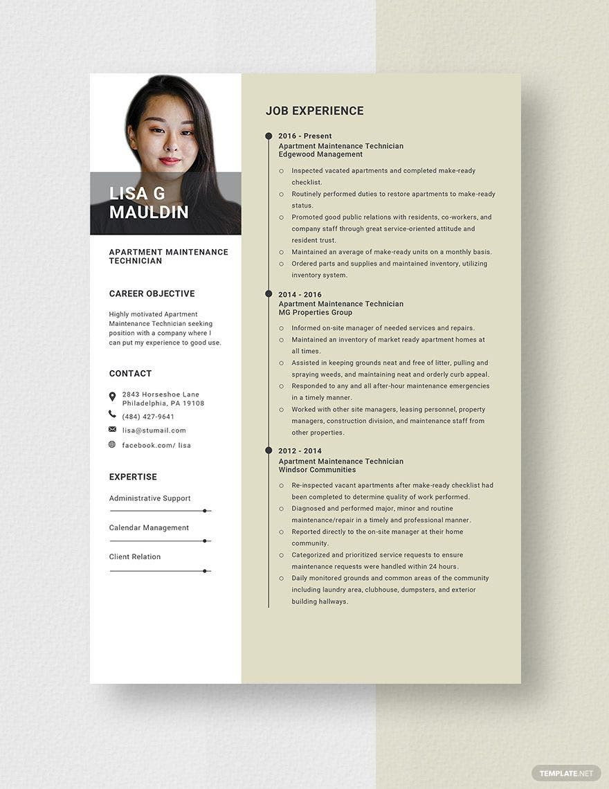 Sample Resume for Building Maintenance Supervisor Apartment Maintenance Supervisor Resume Template – Word, Apple …