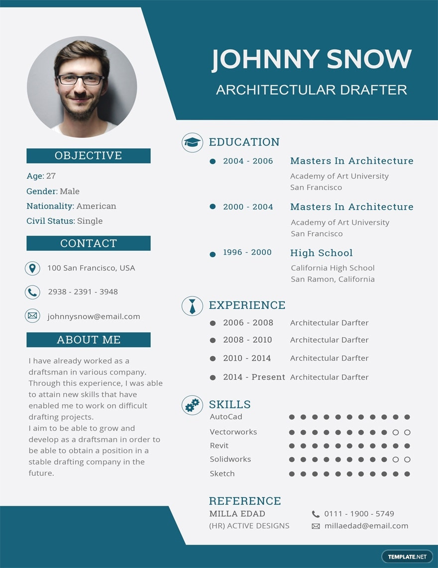 Sample Resume for Experienced Architectural Draftsman Draftsman Resume Template – Illustrator, Indesign, Word, Apple …