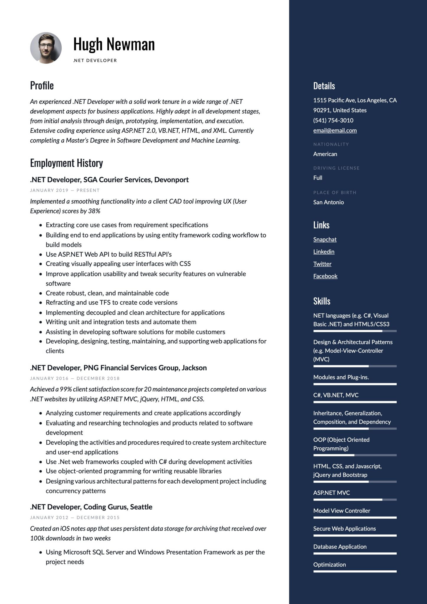 Sample Resume for Experienced asp.net Developer Net Developer Resume & Writing Guide  17 Templates 2022