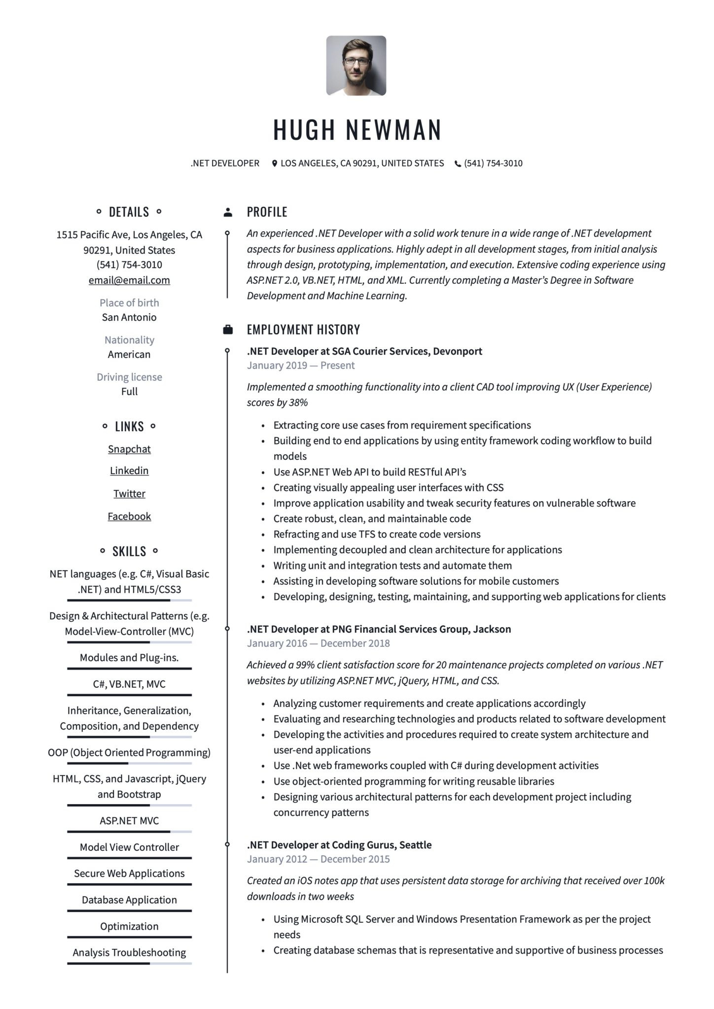 Sample Resume for Experienced asp.net Developer Net Developer Resume & Writing Guide  17 Templates 2022