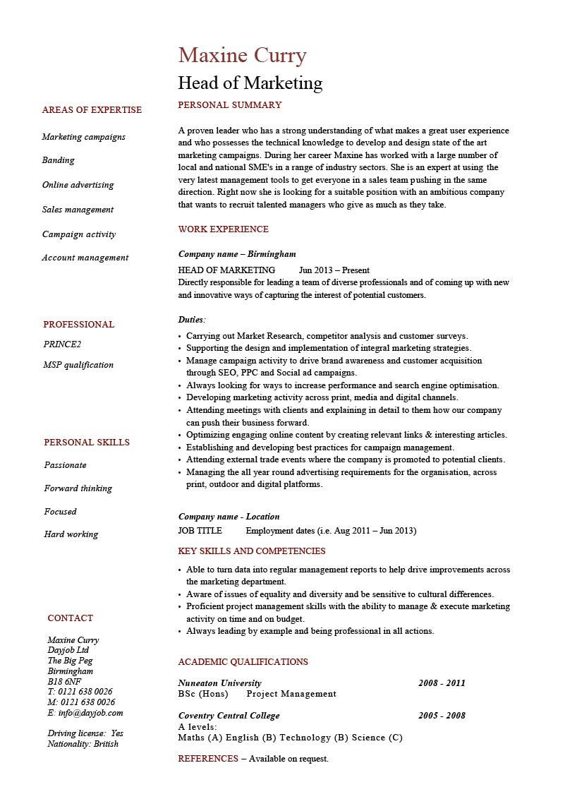 Sample Resume for Head Of Department Head Of It Cv Sample October 2021