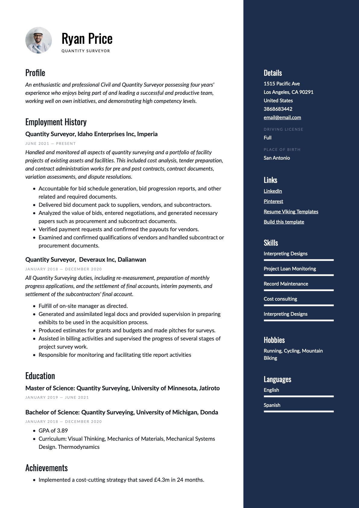 Sample Resume for Junior Quantity Surveyor Quantity Surveyor Resume & Writing Guide  20 Templates Pdf & Word