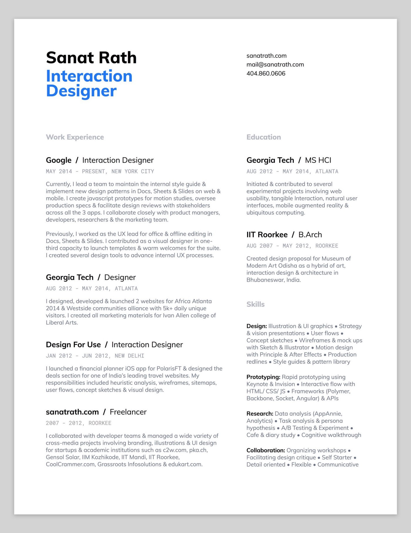 Sample Resume for New User Experience Designer 10 Amazing Designer Resumes that Passed Google’s Bar by …