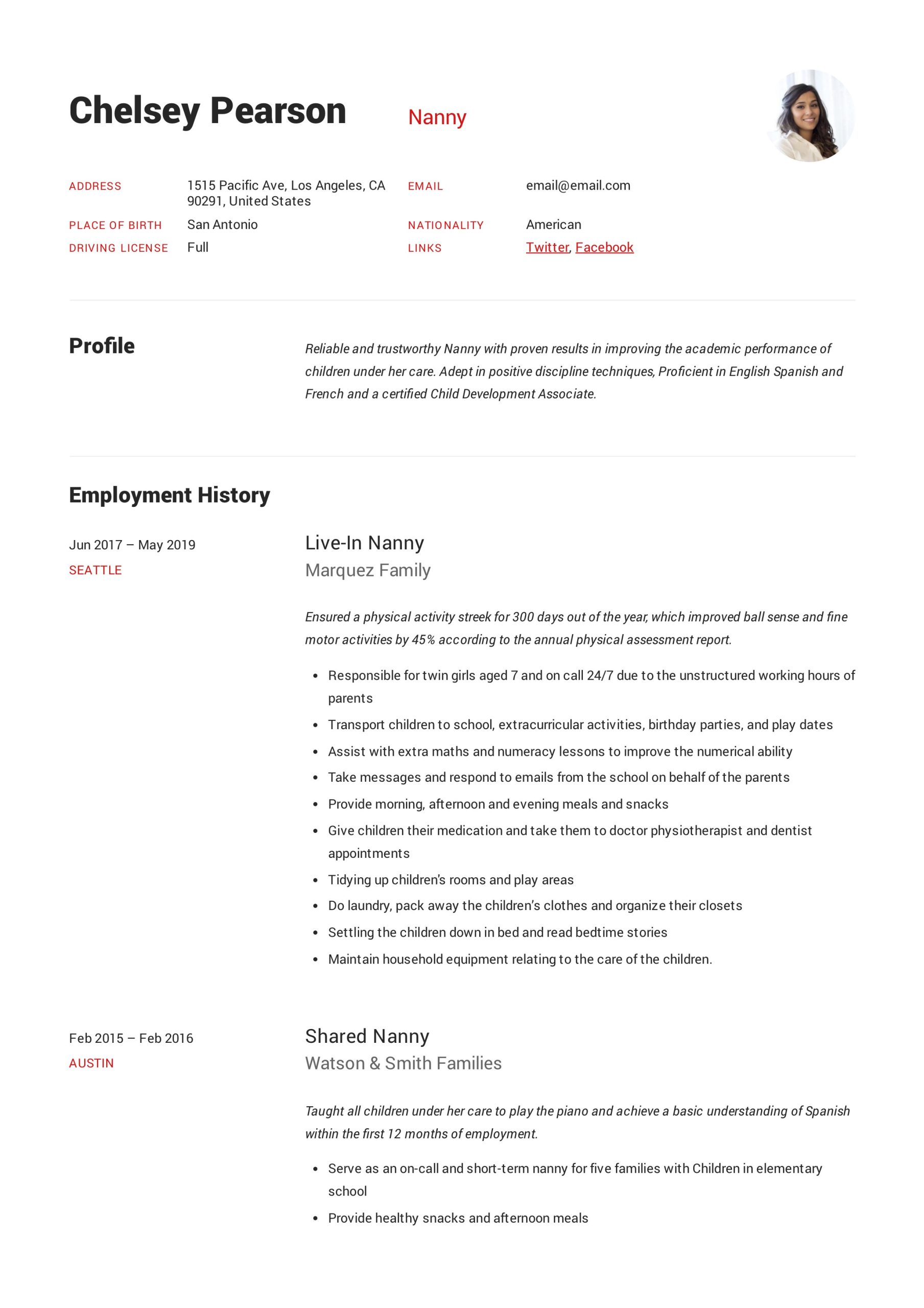 Sample Resume for Newborn Care Specialists Nanny Resume & Writing Guide  12 Template Samples Pdf
