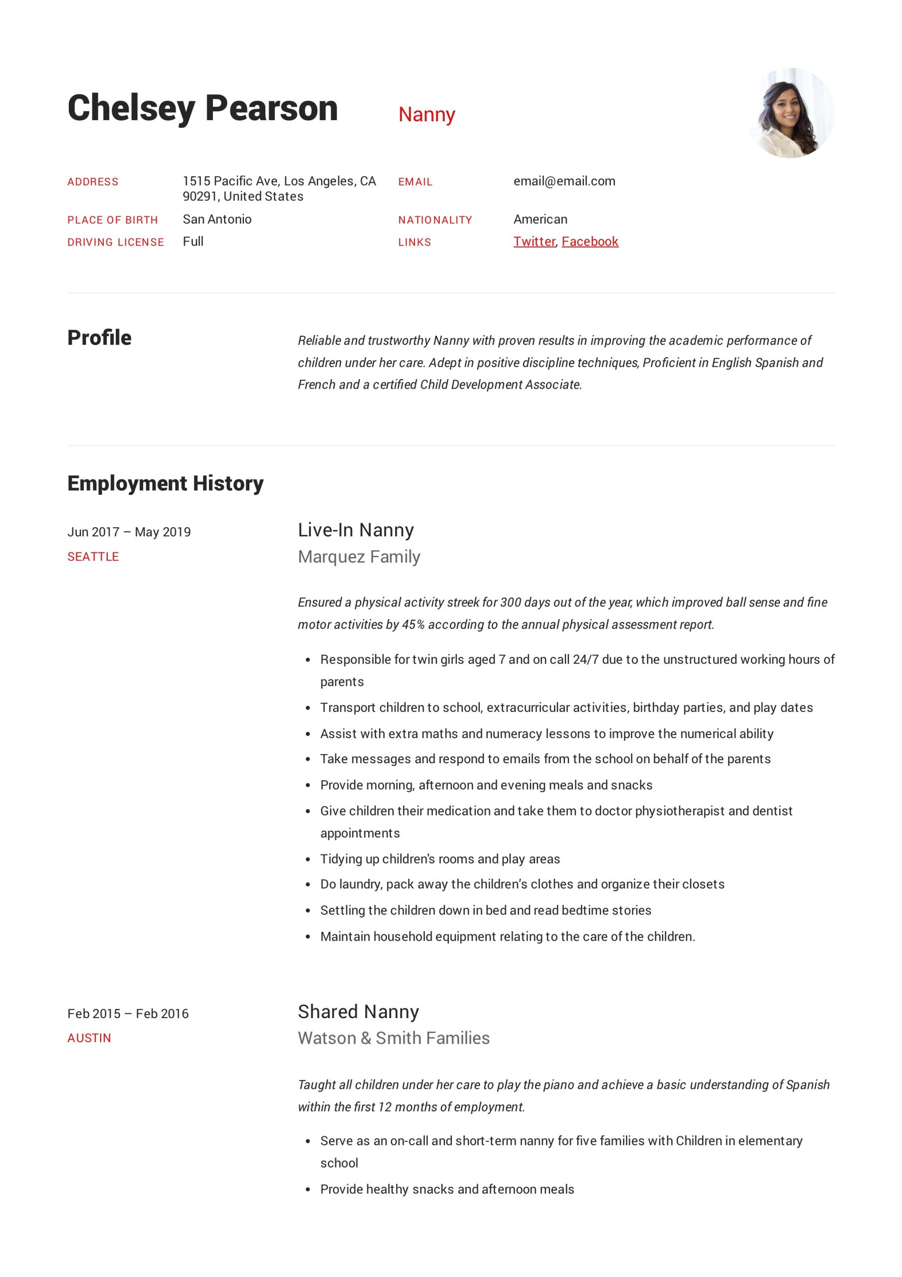 Sample Resume for Newborn Care Specialists Nanny Resume & Writing Guide  12 Template Samples Pdf