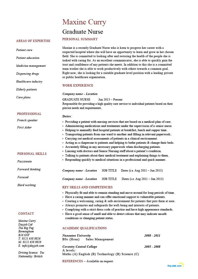 Sample Resume for Newly Graduated Nursing Student Graduate Nurse Resume Template, Cv Example, Nursing, No Experience …