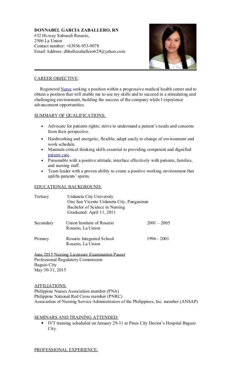 Sample Resume for Nurses with Experience In the Philippines Sample Resume for Fresh Graduate Nurses without Experience