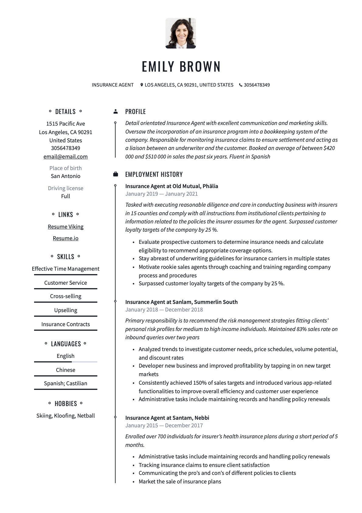 Sample Resume for Property and Casualty Insurance Agent Insurance Agent Resume & Writing Guide  20 Templates