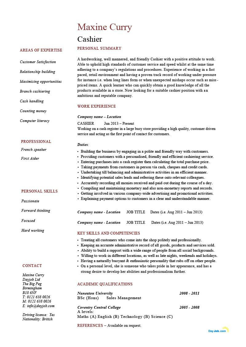 Sample Resume for Restaurant Cashier Position Restaurant Cashier Cv format October 2021