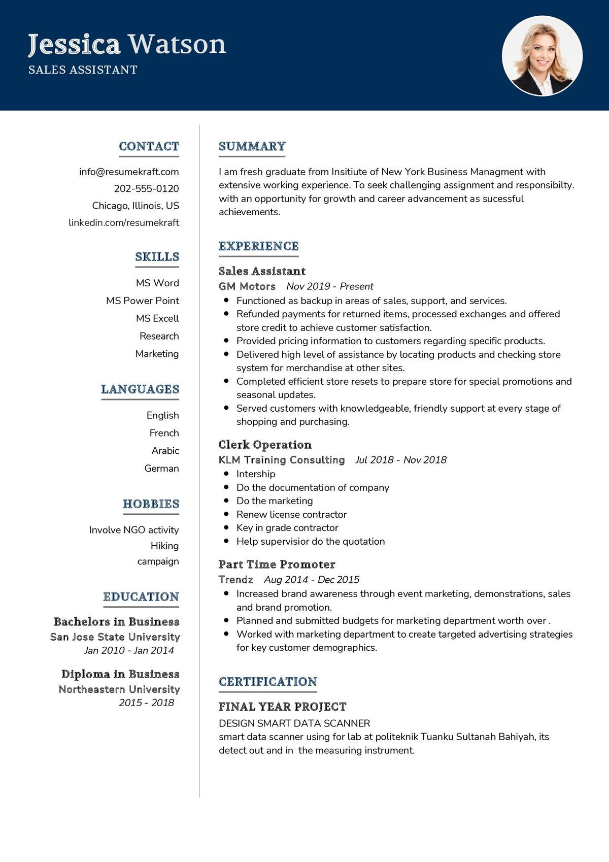Sample Resume for Retail Shop assistant Junior Sales assistant Resume Example 2021 Writing Tips …
