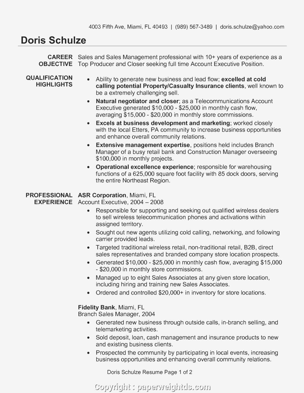 Sample Resume for Retired Bank Manager Account Executive Sample Resume, Account Manager Sample Resume …