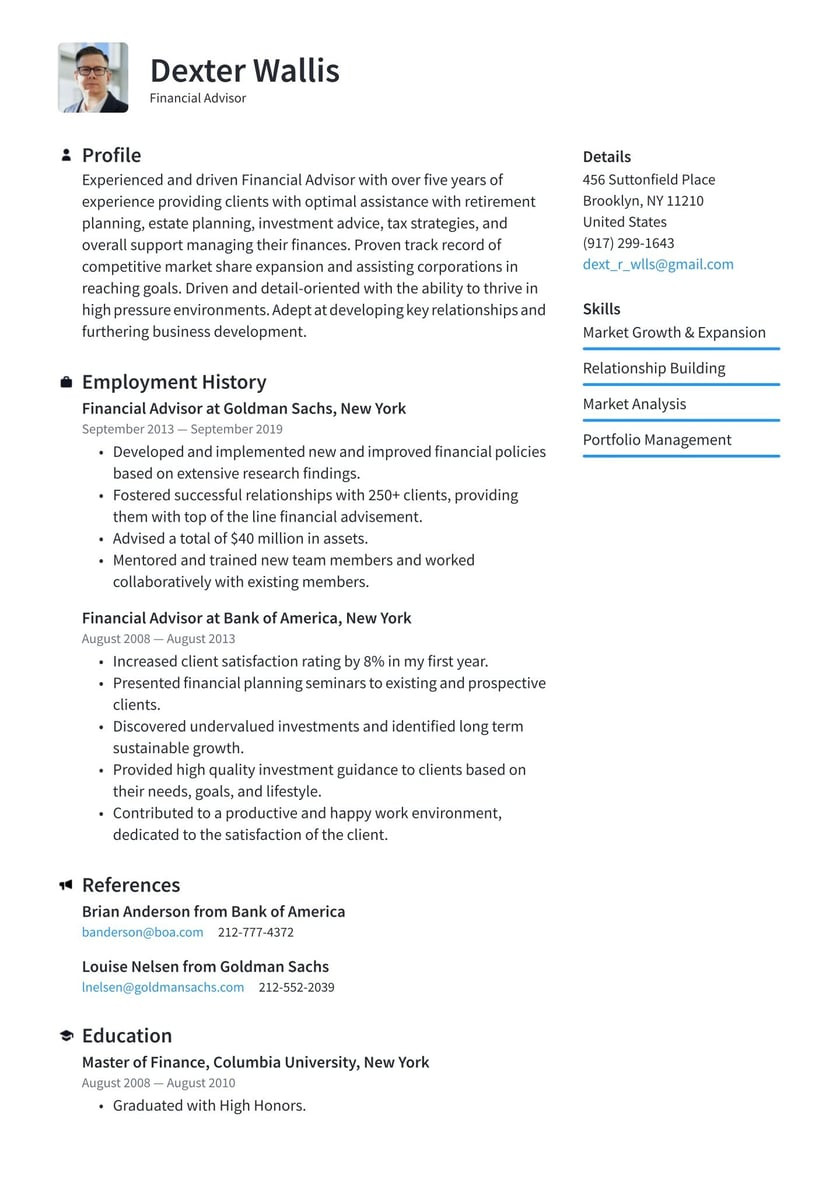 Sample Resume for Retired Bank Manager Financial Advisor Resume Examples & Writing Tips 2021 (free Guide)