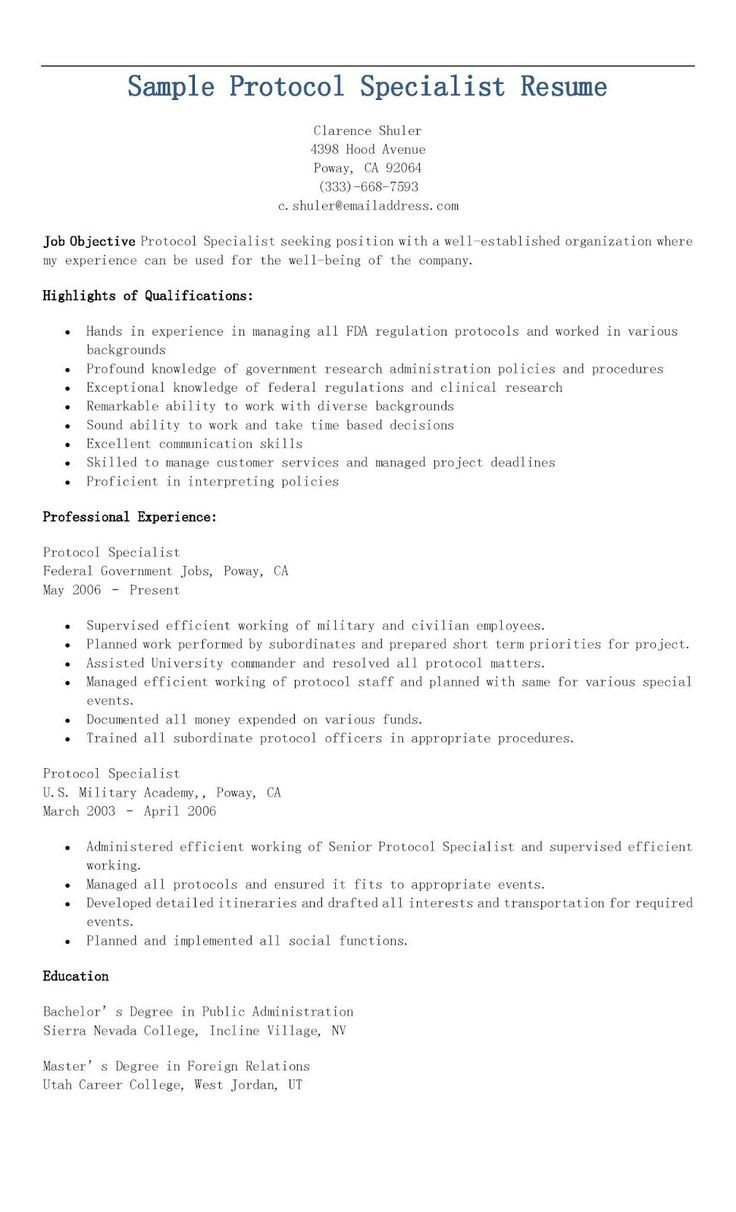Sample Resume for Senior Protocol Officer Sample Protocol Specialist Resume Buy Essay Online, Science …