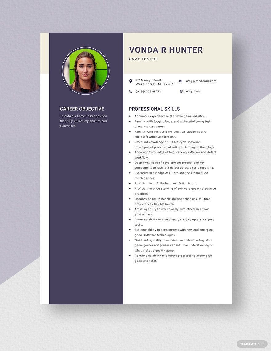 Sample Resume for Video Game Qa Tester Free Free Game Tester Resume Template – Word, Apple Pages …