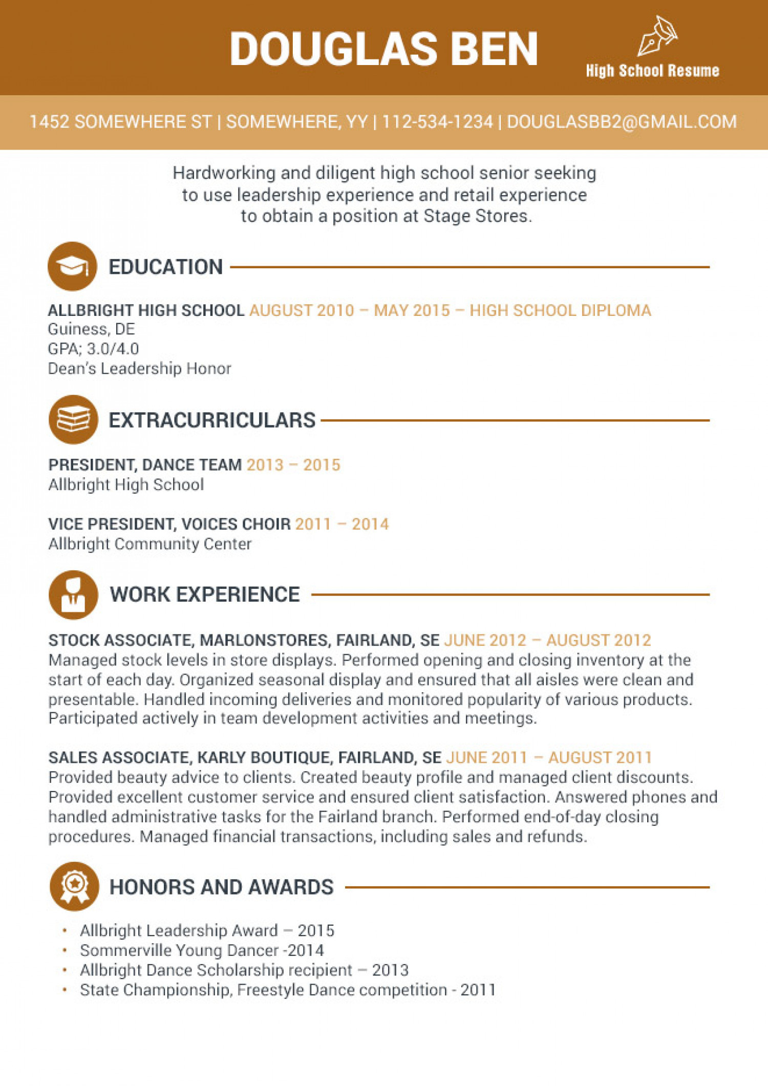 Sample Resume High School Student Retail High School Student Resume Sample Visual.ly