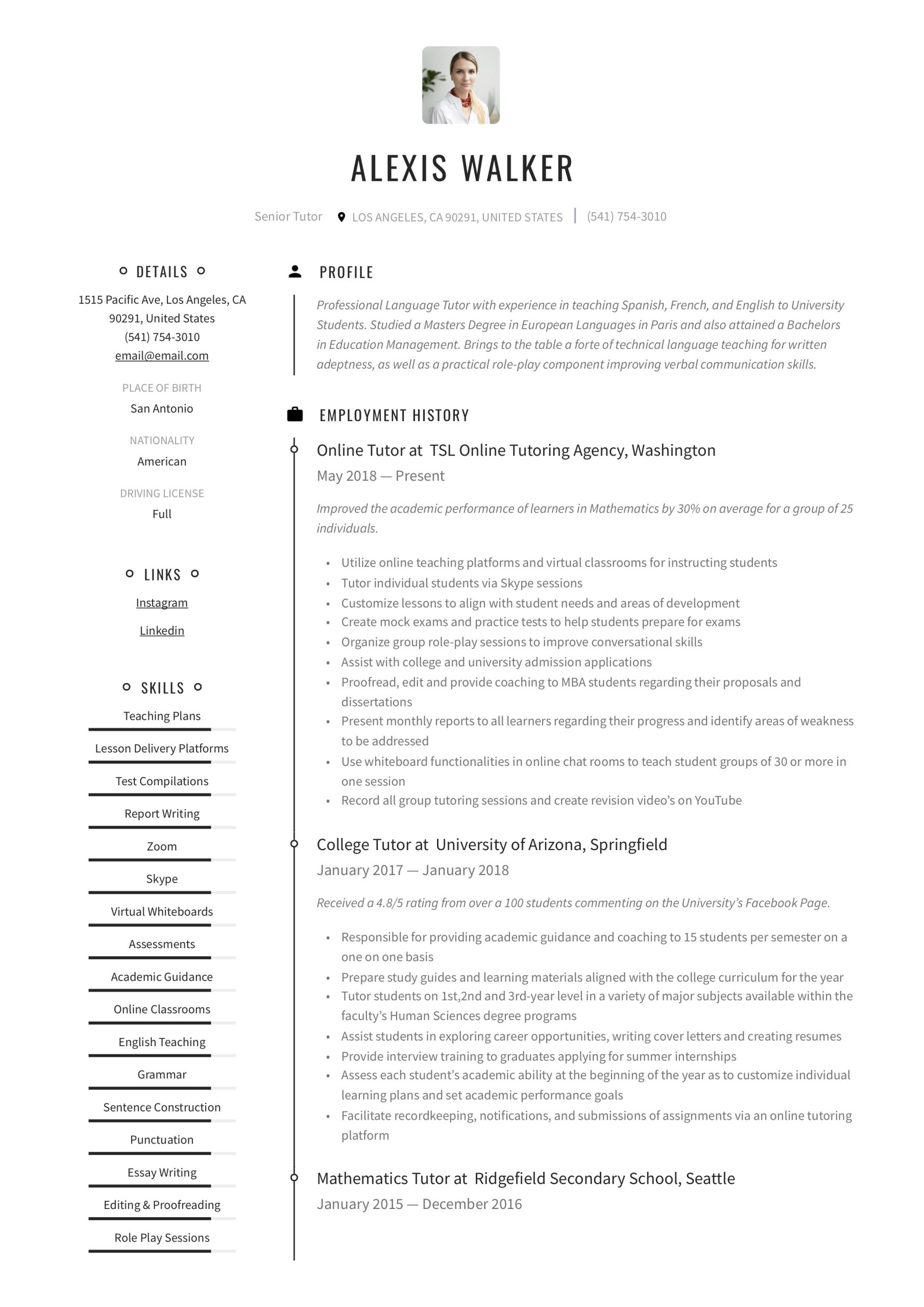 Sample Resume Home Tuition Pamphlet Examples Tutor Resume & Writing Guide  12 Resume Examples 2019