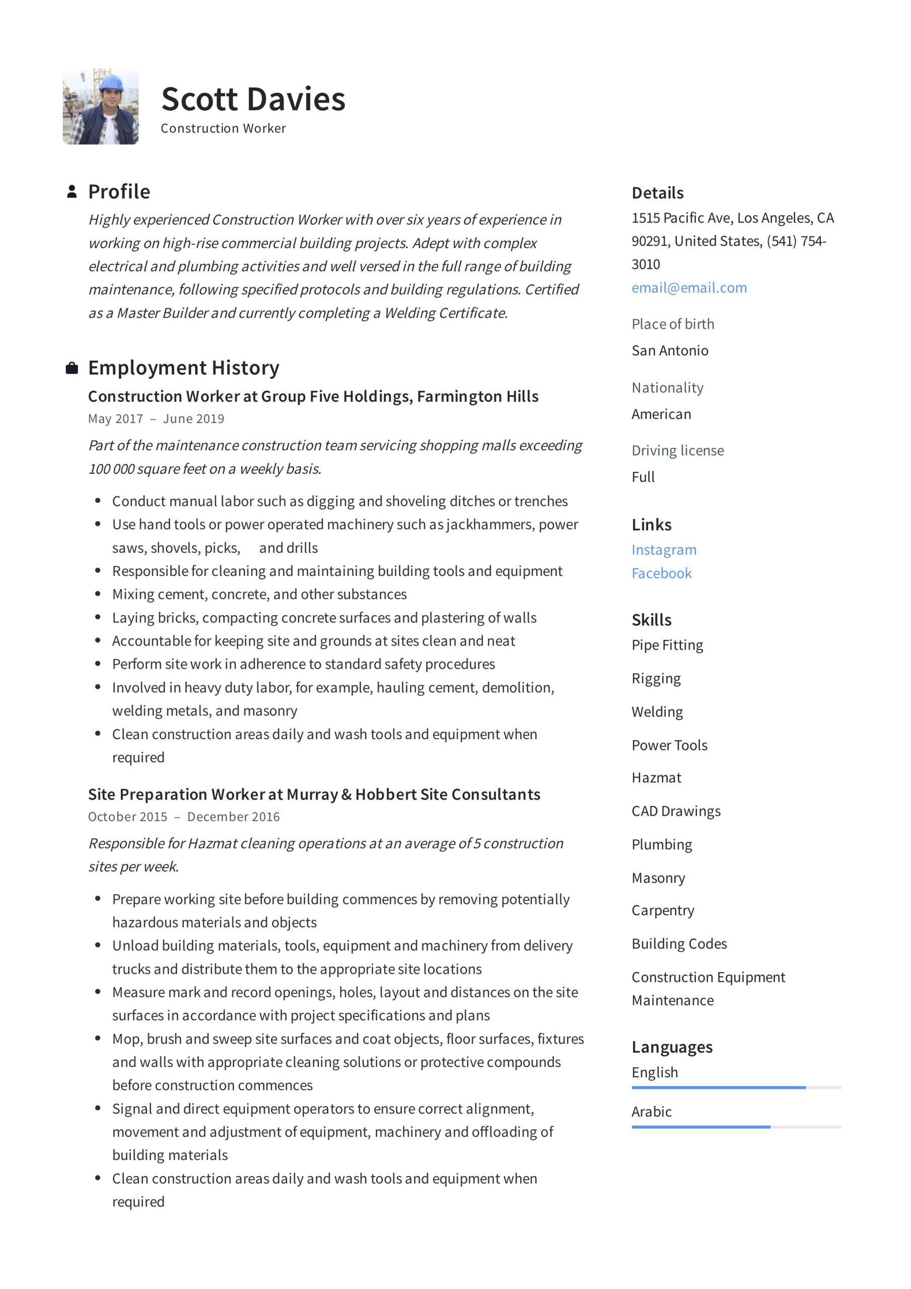 Sample Resume Objectives for Construction Worker Construction Worker Resume & Writing Guide 12 Templates 2022 Sample Resume Objectives for Construction Worker Construction Worker Resume & Writing Guide 12 Templates 2022