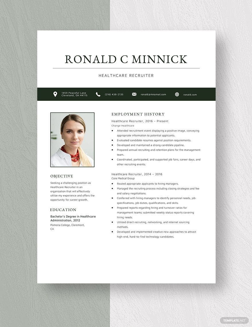 Sample Resume Of Healthcare Recruiter In Staffing Free Free Healthcare Recruiter Resume Template – Word, Apple Pages …