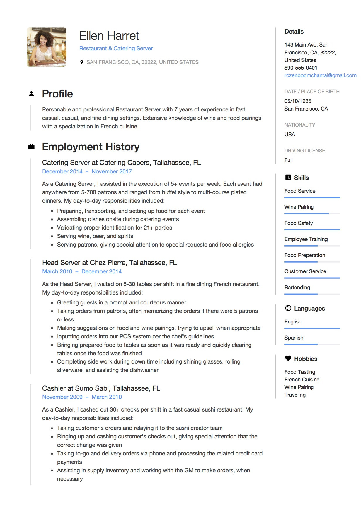 Sample Resume Server In the City Server Resume & Writing Guide   17 Examples (free Downloads) 2020