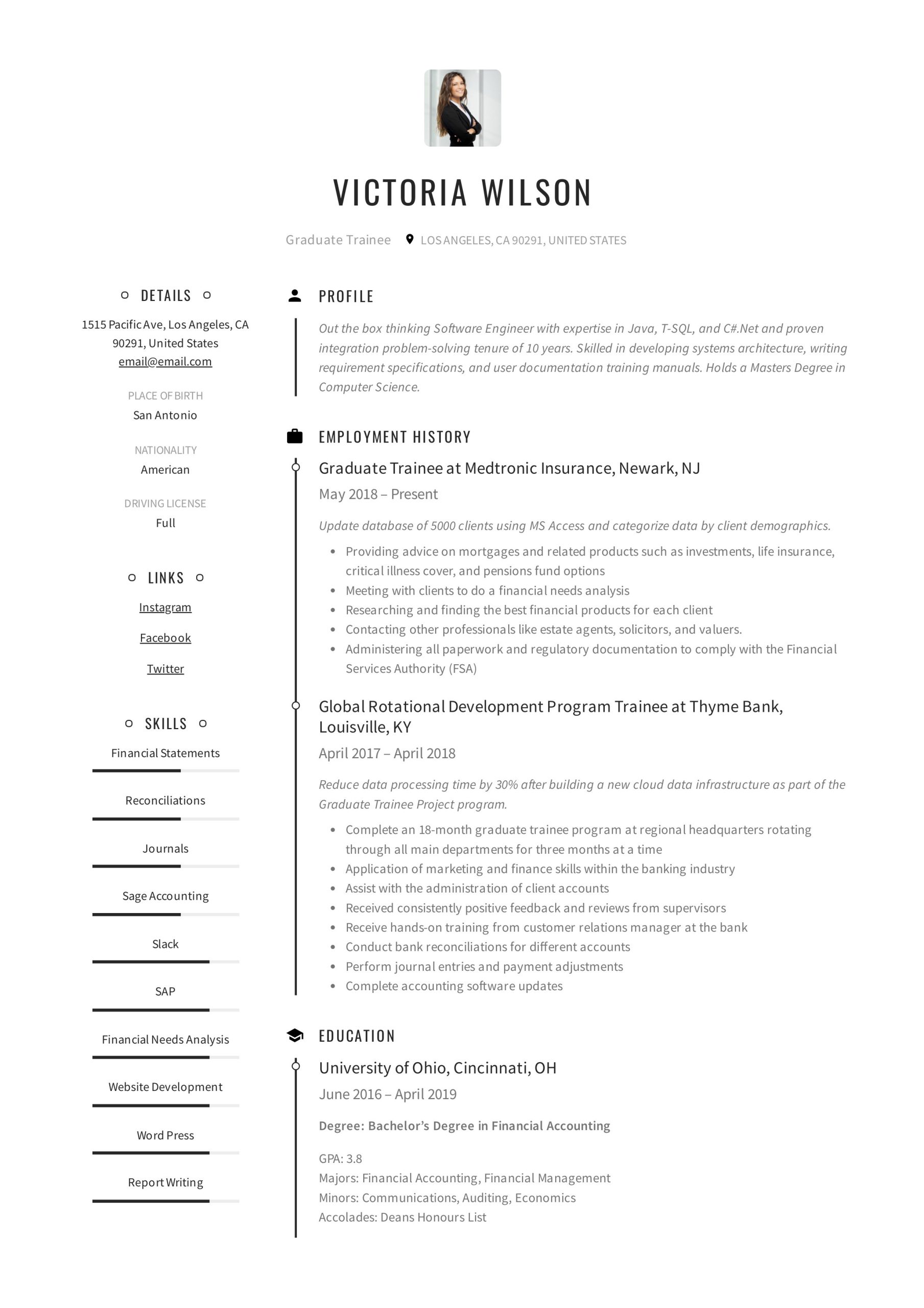 Sample Resume with Masters Degree and Internship Graduate Trainee Resume & Writing Guide  12 Resume Examples Pdf