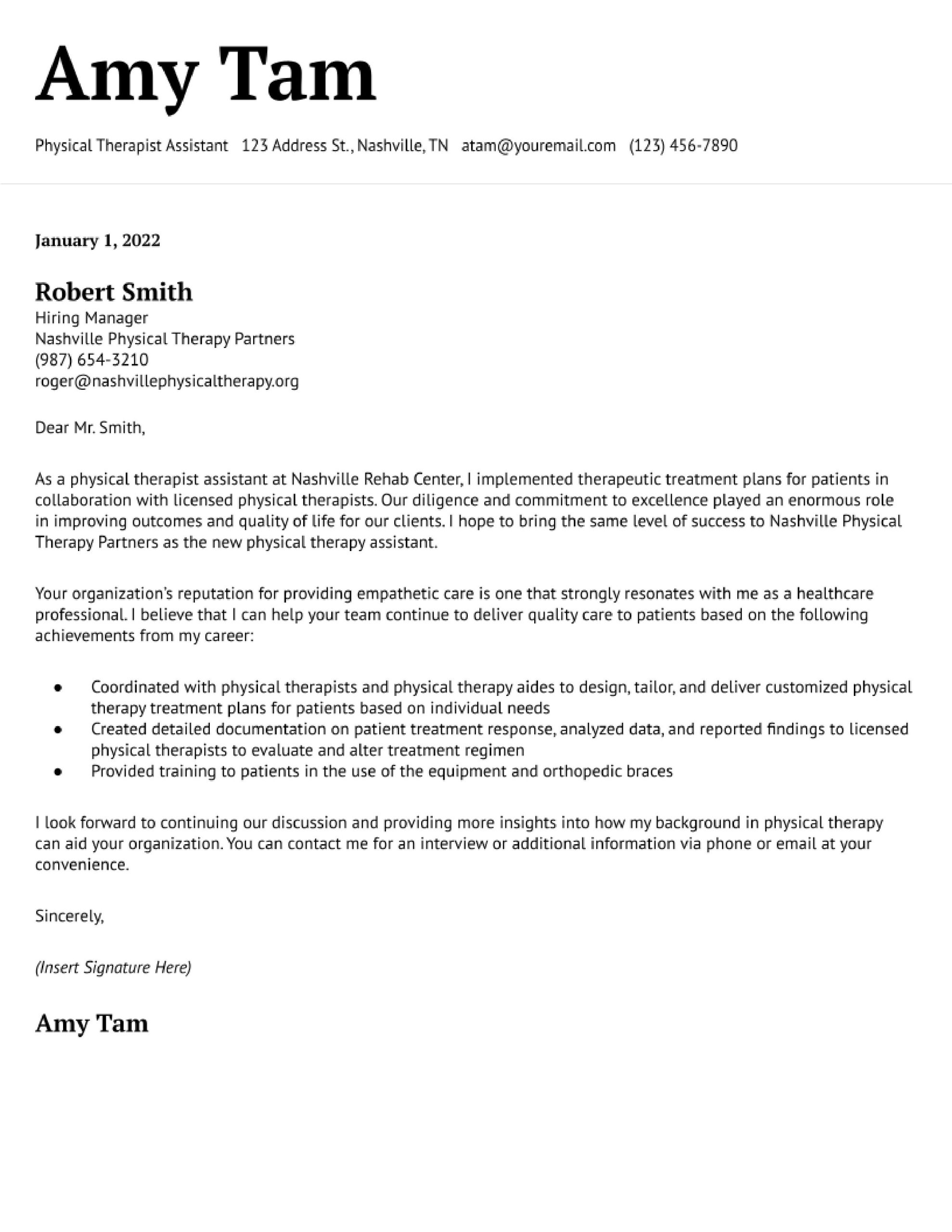 Sample Resumes for Physical therapist assistant Physical therapist assistant Cover Letter Examples In 2022 …