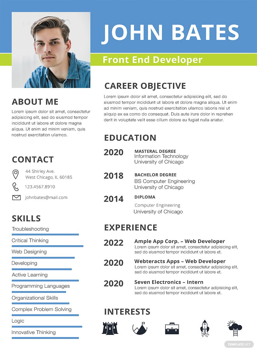 Sample Standard formatted Resume for Front End Developer Free Free Front End Developer Resume Template – Word, Apple …