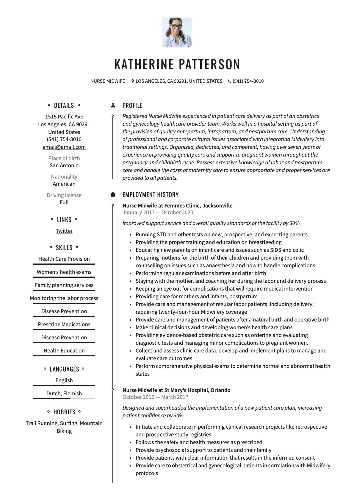 Samples Of Nursing Resumes for A Labor and Delivery Position Nurse Midwife Resume & Writing Guide  20 Templates