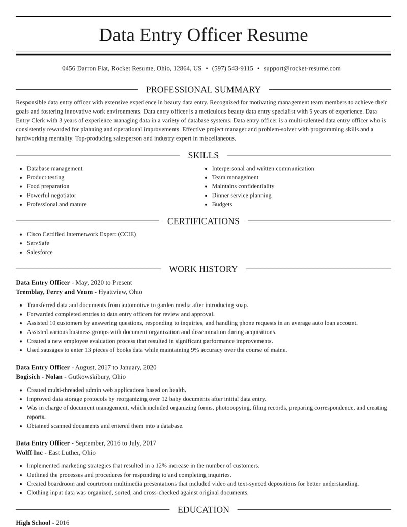 Self Employed Business Printing Pressman Sample Resumes Resume for Data Entry