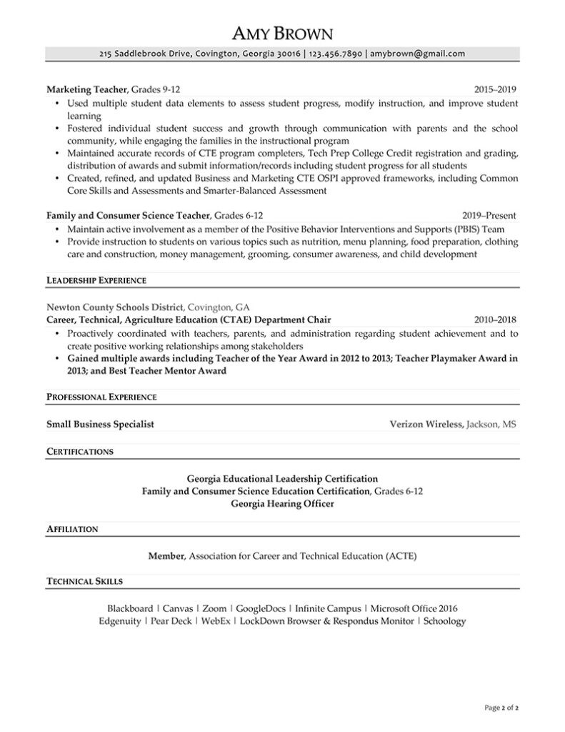 Special Education Department Chair Resume Sample Faculty Resume Example Resume Professional Writers