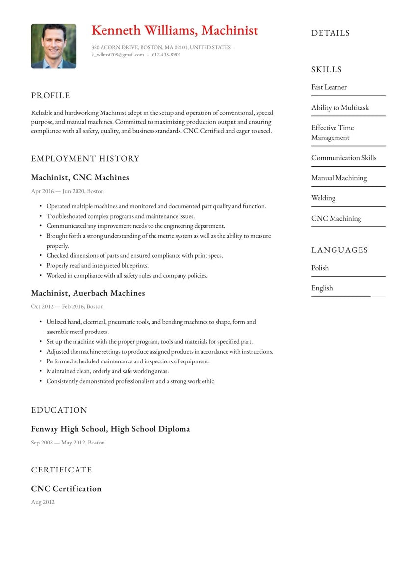 Tool and Die Machinist Resume Sample Machinist Resume Examples & Writing Tips 2022 (free Guide)