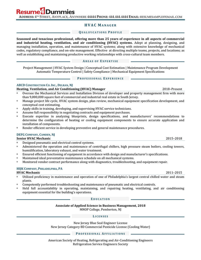 Water Well Office Supervisor Resume Sample Hvac Manager Resume Examples Best Resume Samples