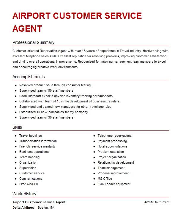 Airport Customer Service Agent Resume Sample Airport Customer Service Agent Resume Example Delta