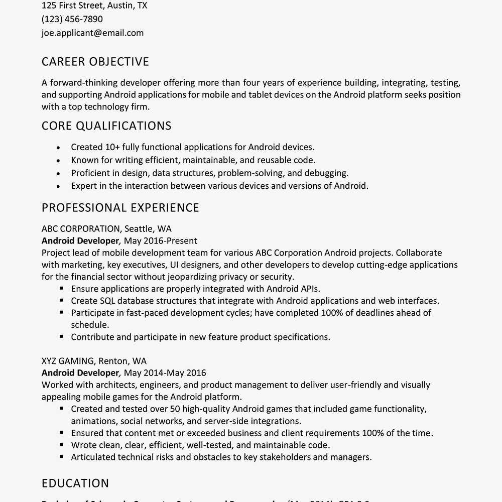Android Mobile Application Testing Resume Sample android Developer Resume Example and Writing Tips Android Mobile Application Testing Resume Sample android Developer Resume Example and Writing Tips