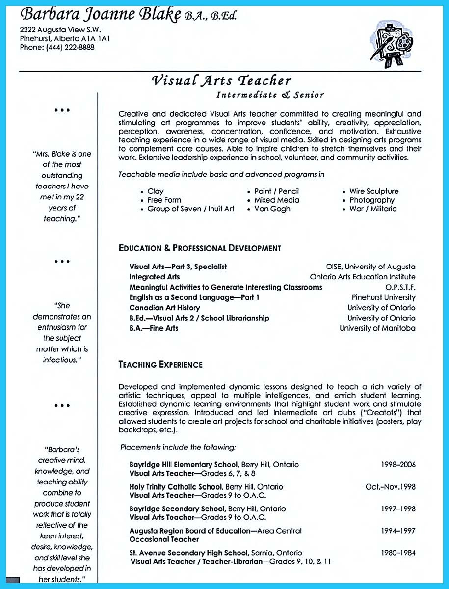 Art and Craft Teacher Resume Samples Creative and Extraordinary Art Teacher Resume for Any