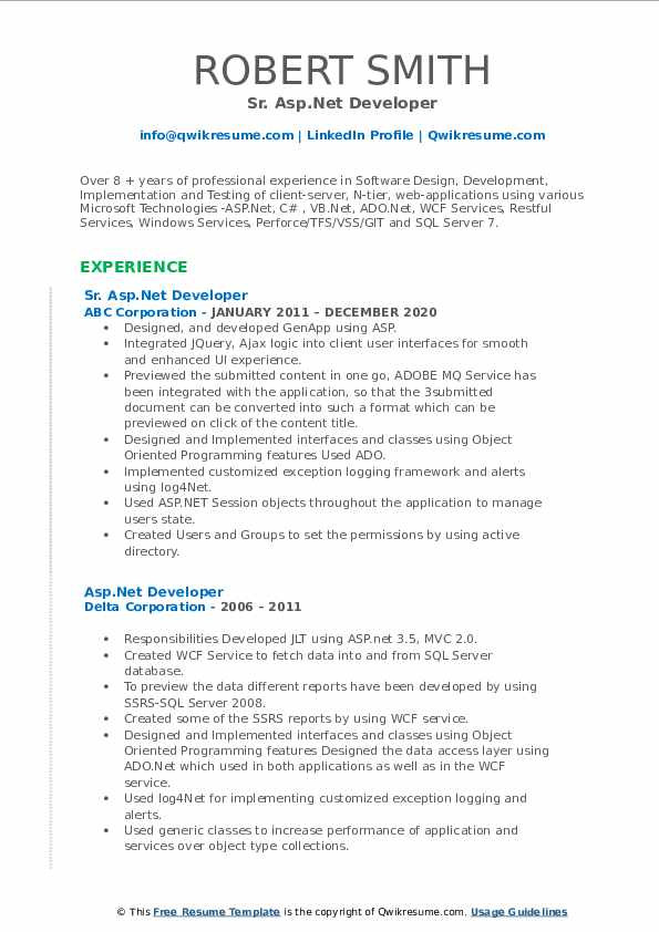 Asp Net Mvc Developer Resume Sample asp Net Developer Resume Samples Asp Net Mvc Developer Resume Sample asp Net Developer Resume Samples