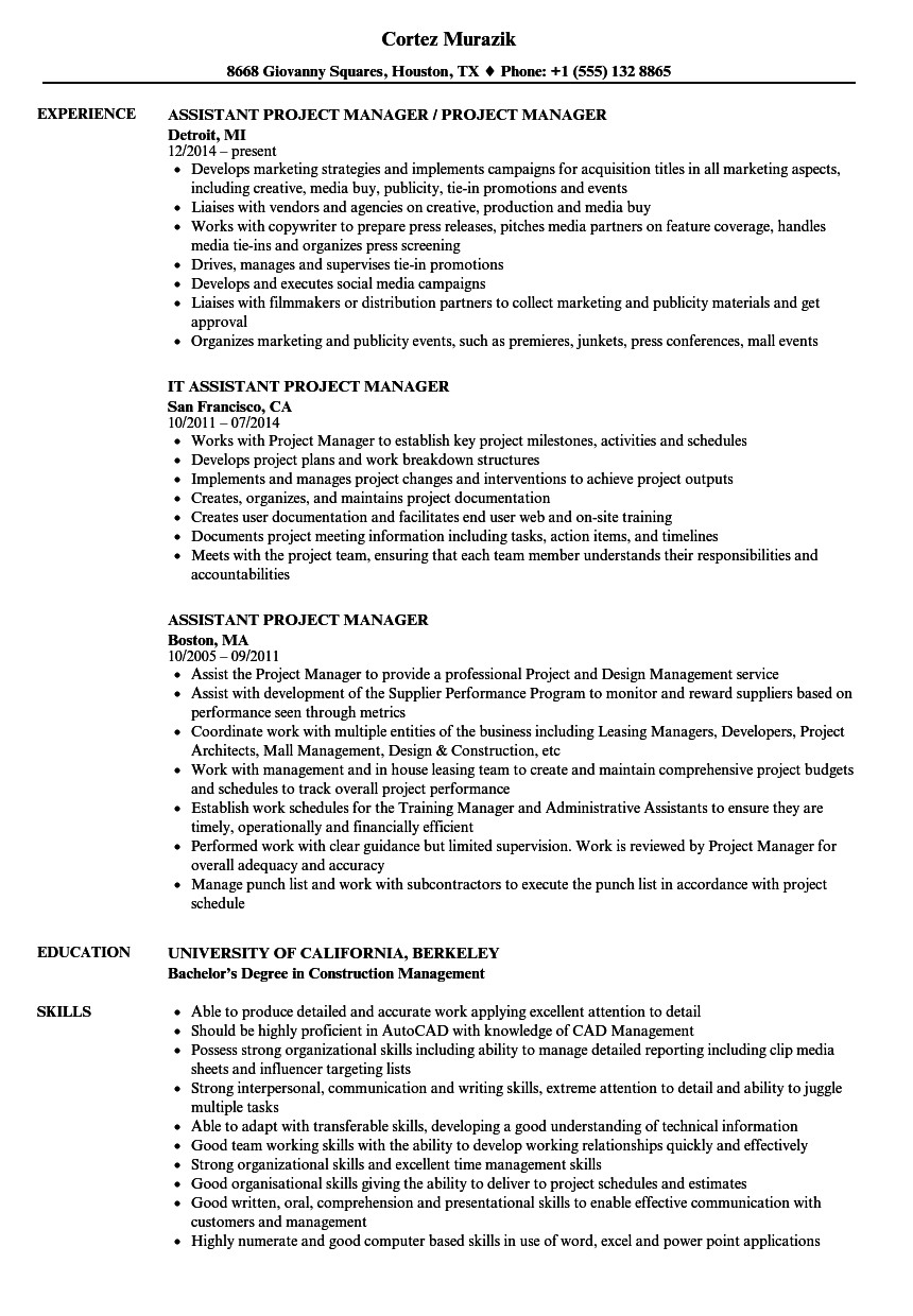 Assistant Construction Project Manager Resume Samples Construction Project assistant Cv March 2021
