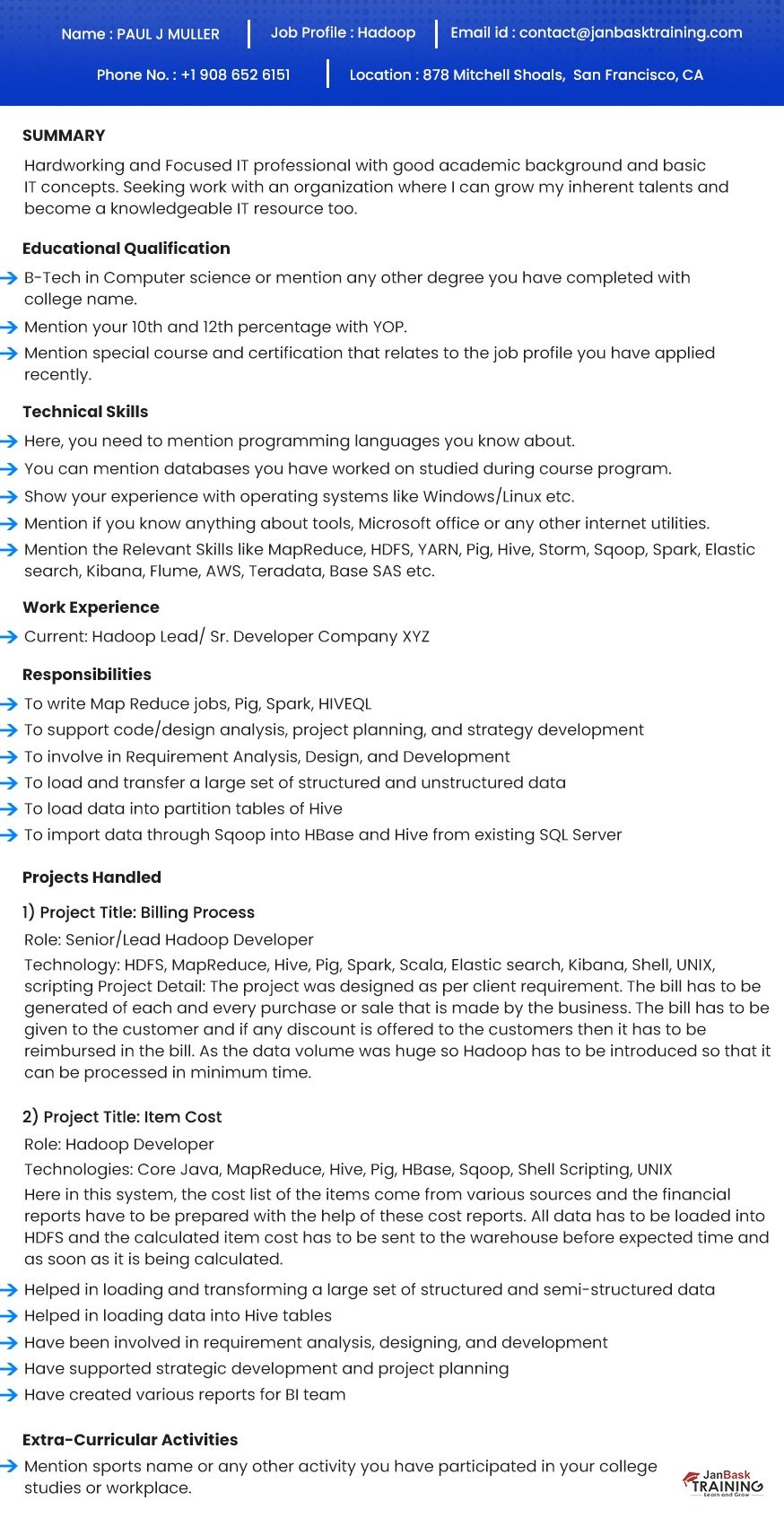 Business Analyst with Hadoop Experince Sample Resume Chief Elements Of A Professional Hadoop Resume In 2022