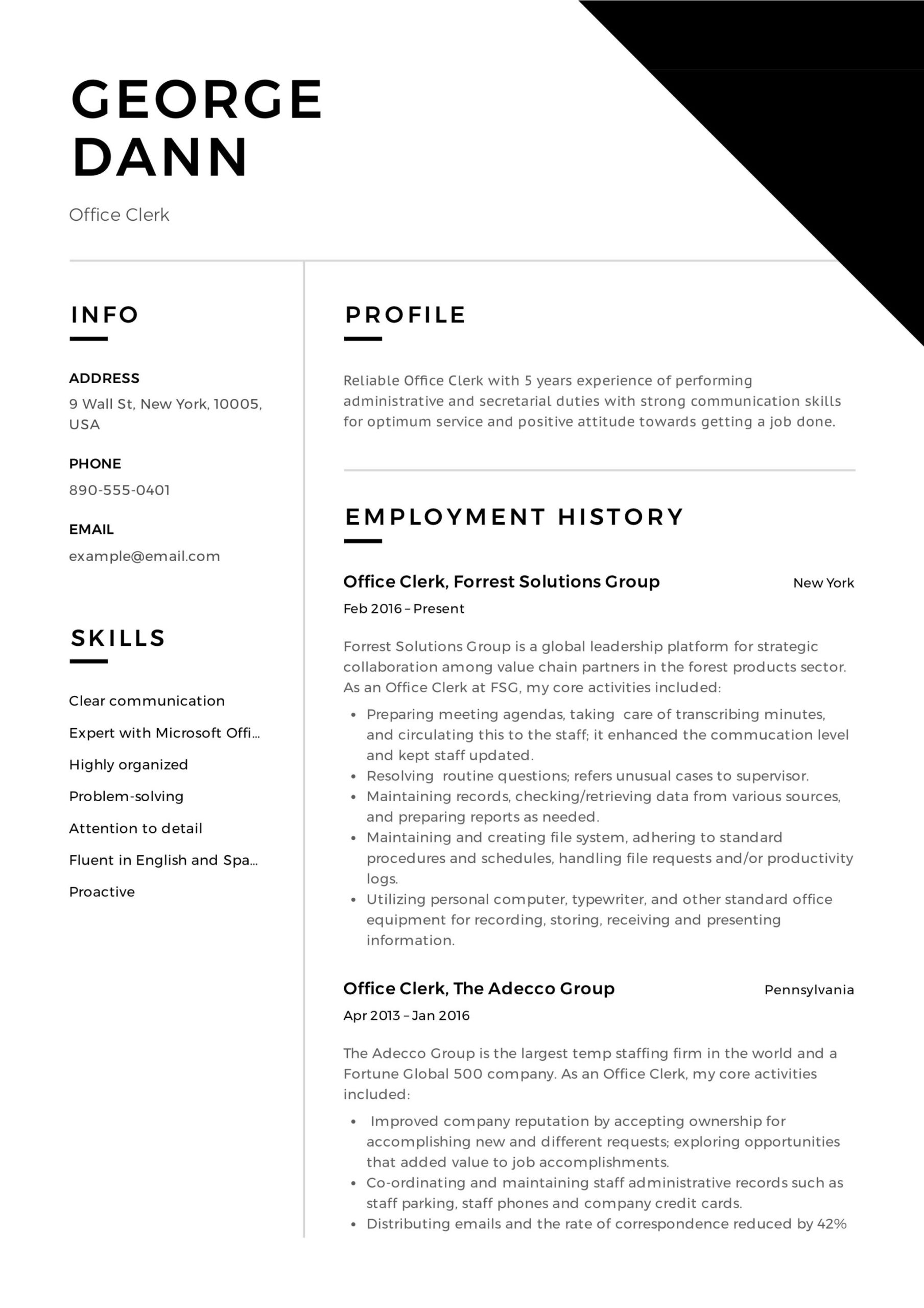 Clerical Resume Sample with No Experience Office Clerk Resume & Guide  12 Samples Pdf 2021