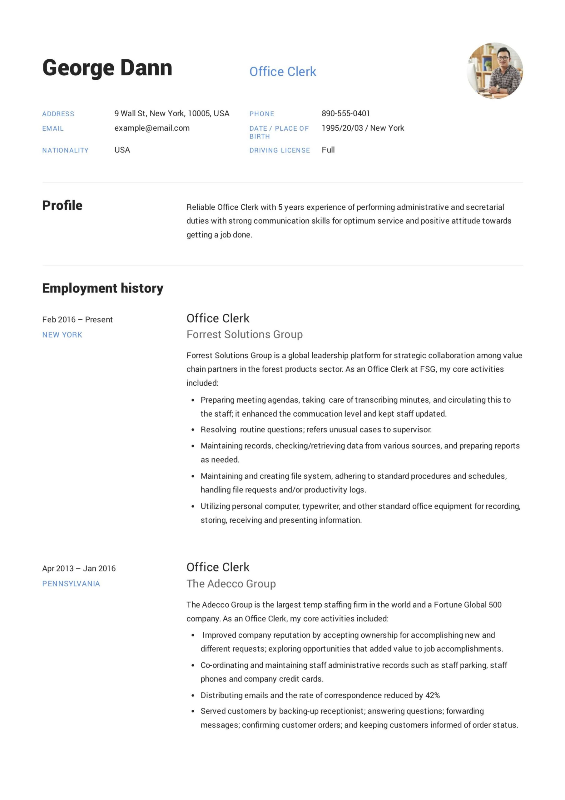 Clerical Resume Sample with No Experience Office Clerk Resume & Guide  12 Samples Pdf 2021