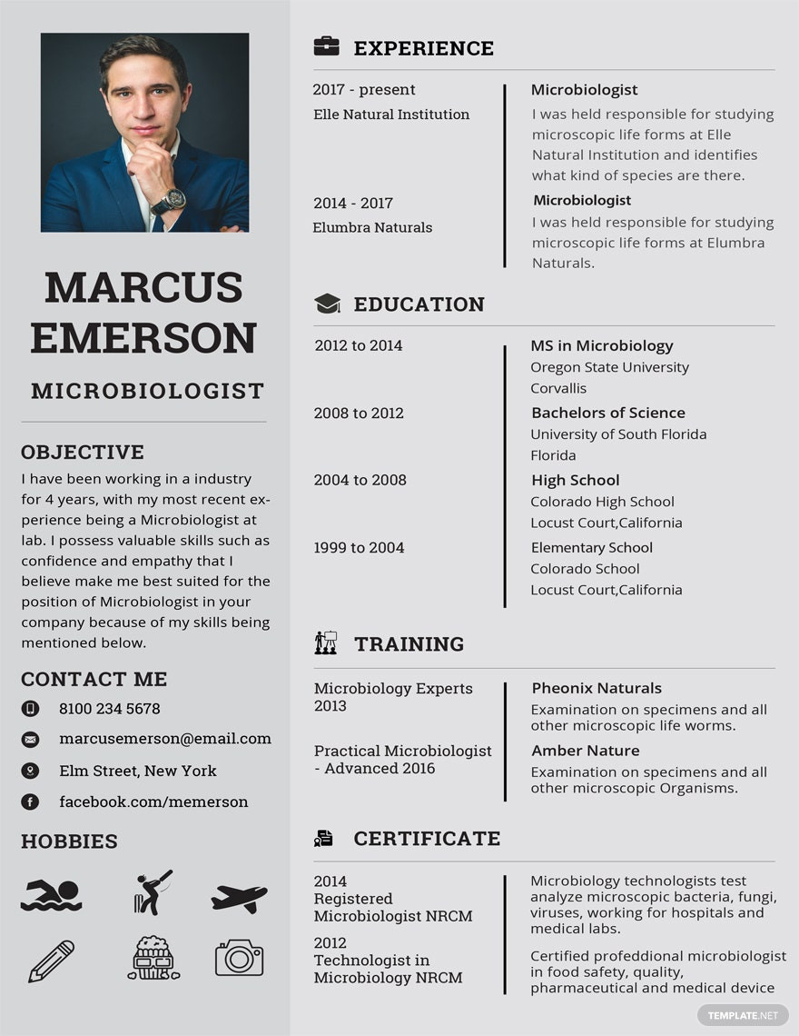 Clinical Laboratory Scientist Microbiology Resume Samples Microbiologist Resume Template – Word, Apple Pages, Psd, Publisher