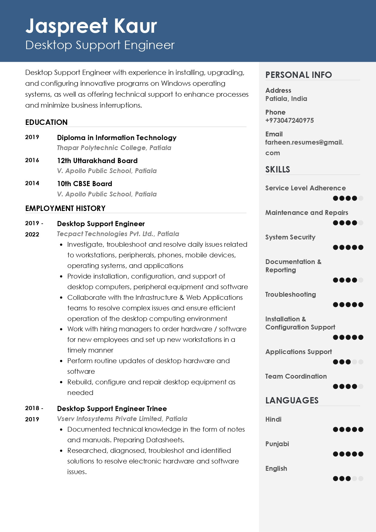 Desktop Technician Jr Admin Sample Resume Sample Resume Of Desktop Support Engineer with Template & Writing …
