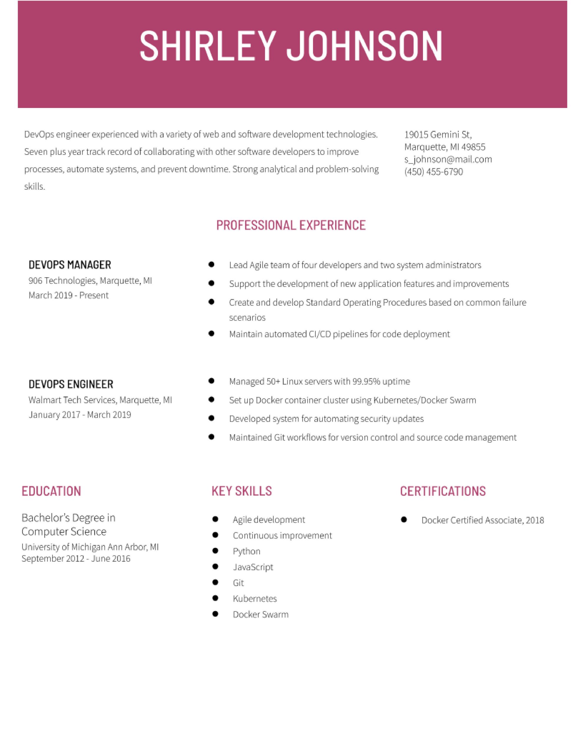 Devops Headline In Indeed Resume Sample Devops Engineer Resume Examples In 2022 – Resumebuilder.com